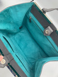 Fendi 2jours in grey saffiano leather with green suede lining - Dyva's Closet