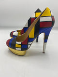 Limited edition 100 of 100 pieces handpainted Mondrian shoes by Boyarde for Art Miami 2012 ( handpainted on Charlotte Olympia heels)