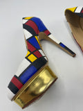 Limited edition 100 of 100 pieces handpainted Mondrian shoes by Boyarde for Art Miami 2012 ( handpainted on Charlotte Olympia heels)