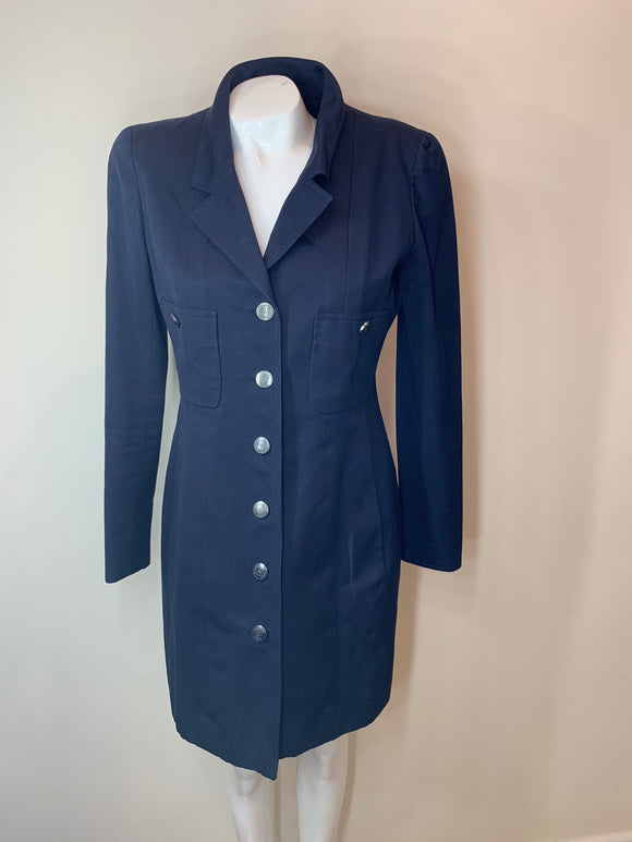 Chanel Navy Blue Long Jacket - Dyva's Closet