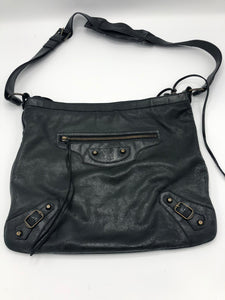 Balenciaga  Balenciaga Besace Hobo  Black Leather Messenger Bag - Dyva's Closet