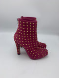 Christian Louboutin Ariella Clou Pink Suede Studded Ankle Boots - Dyva's Closet