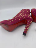 Christian Louboutin Ariella Clou Pink Suede Studded Ankle Boots - Dyva's Closet