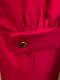 Gucci Red Wool/Cashmere Mix dress with large Gold Gucci Buttons on Sleeves - Dyva's Closet