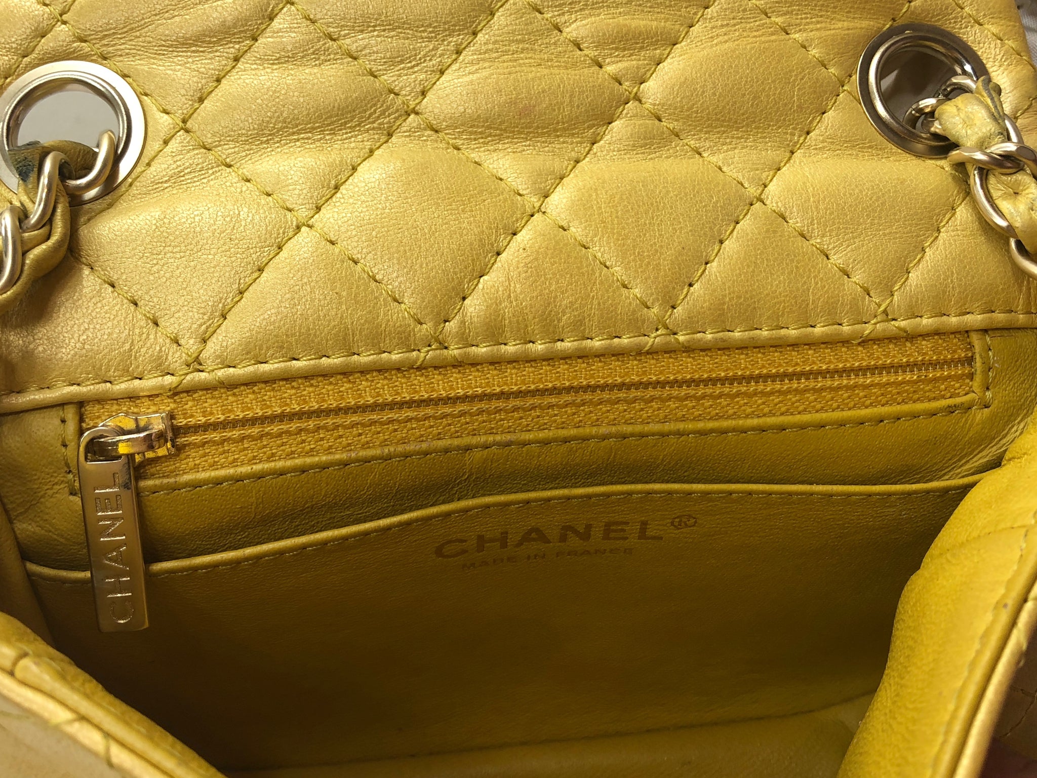 Chanel Leather Mini Yellow Double Flap Bag with Rhinestone Hardware –  Dyva's Closet
