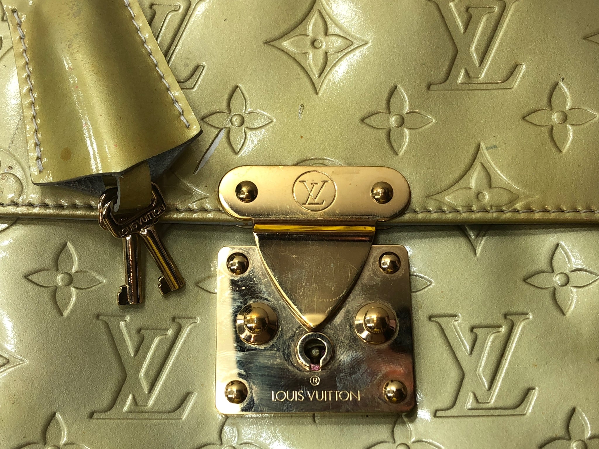 3ae5361] Auth Louis Vuitton Handbag Monogram Vernis Spring Street M91068  Lime Yellow