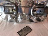 Fendi Metallic Calfskin B Bis Flap Bag Silver - Dyva's Closet