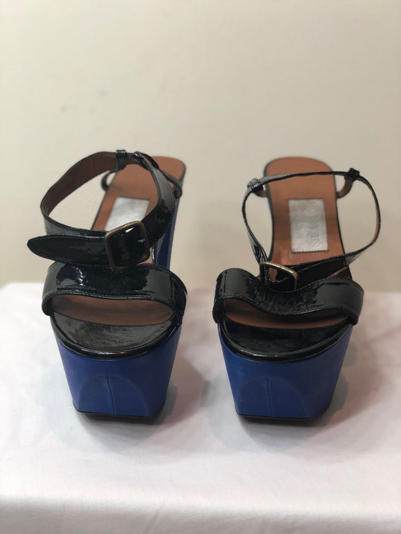 Lanvin Blue and Black Platform Heels - Dyva's Closet