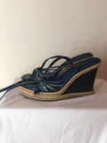 Louis Vuitton Multicoloured Blue and Green Snakeskin Wedges - Dyva's Closet