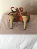 Fendi F Logo Heels in Beige and Orange - Dyva's Closet