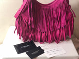 Yves Saint Laurent Hot Pink Leather and Suede Boheme Fringe Bag - Dyva's Closet