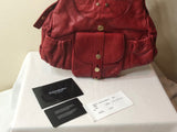Yves Saint Laurent Mala Mala Mombasa Rivet Gaucho Horn Red Leather Hobo Bag - Dyva's Closet