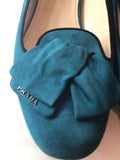 Prada Blue Loafers with Prada Logo - Dyva's Closet