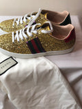 Gucci Gold Glitter Web Sneaker Ace ( New) - Dyva's Closet