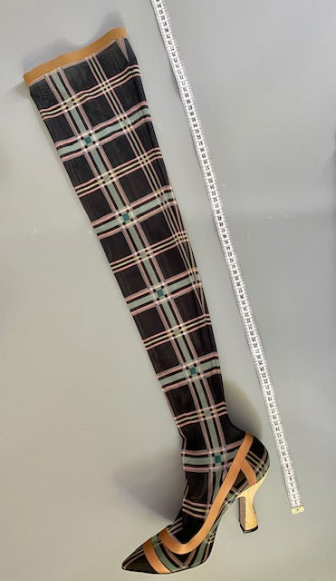 Fendi Runway Over The Knee Plaid Mesh Boot SS 2018