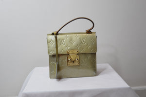 Louis Vuitton  Vernis Spring Street Handbag Mustard Yellow Gold Patent Leather Satchel - Dyva's Closet