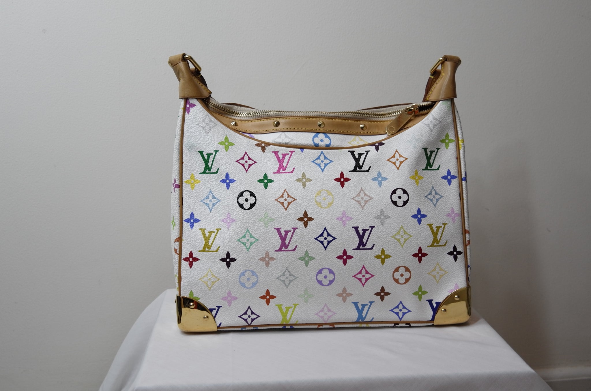 Louis Vuitton White Monogram Multicolore Boulogne Bag For Sale at 1stDibs