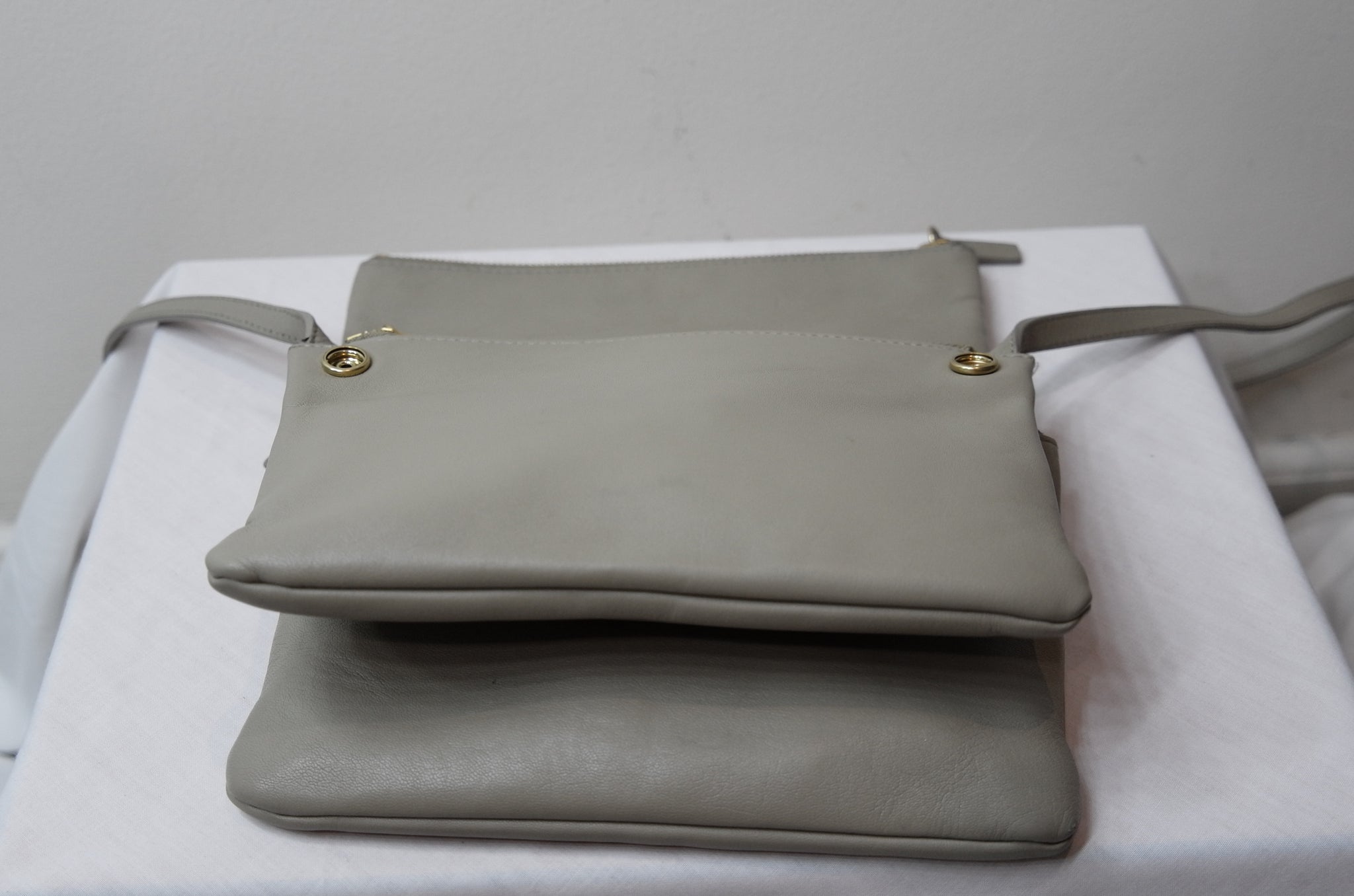Trio leather crossbody bag Celine Beige in Leather - 14711882