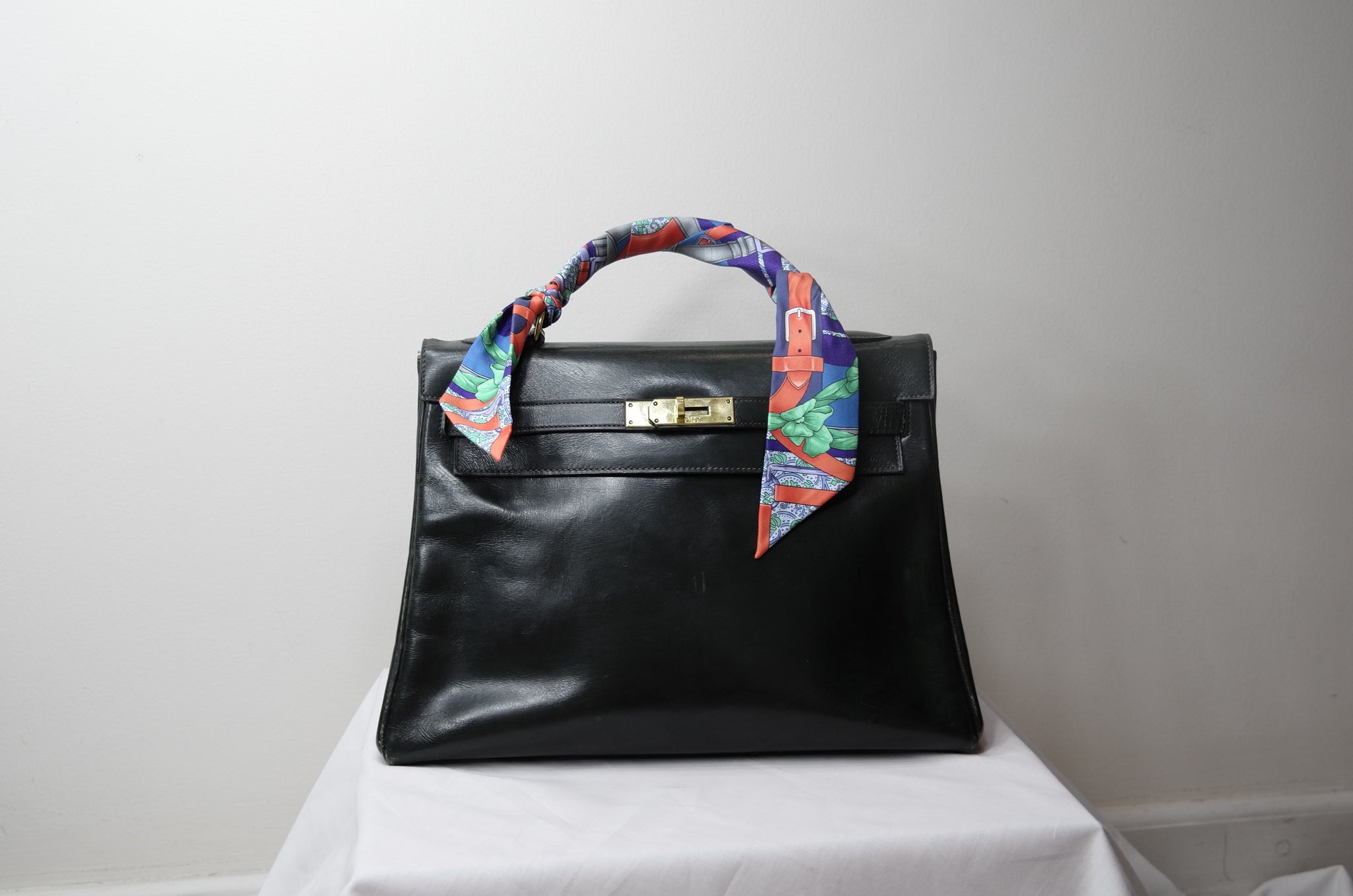 Hermes Vintage Brown Leather Kelly 35 Retourne Bag Handbag