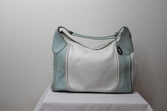 Tod's perforated white and mint green handbag - Dyva's Closet