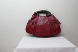 Yves Saint Laurent Mala Mala Mombasa Rivet Gaucho Horn Red Leather Hobo Bag - Dyva's Closet