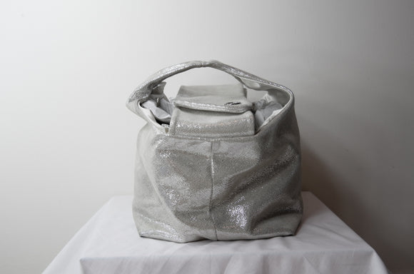 Chanel Bucket Bag in Silver Metallic Leather - Dyva's Closet