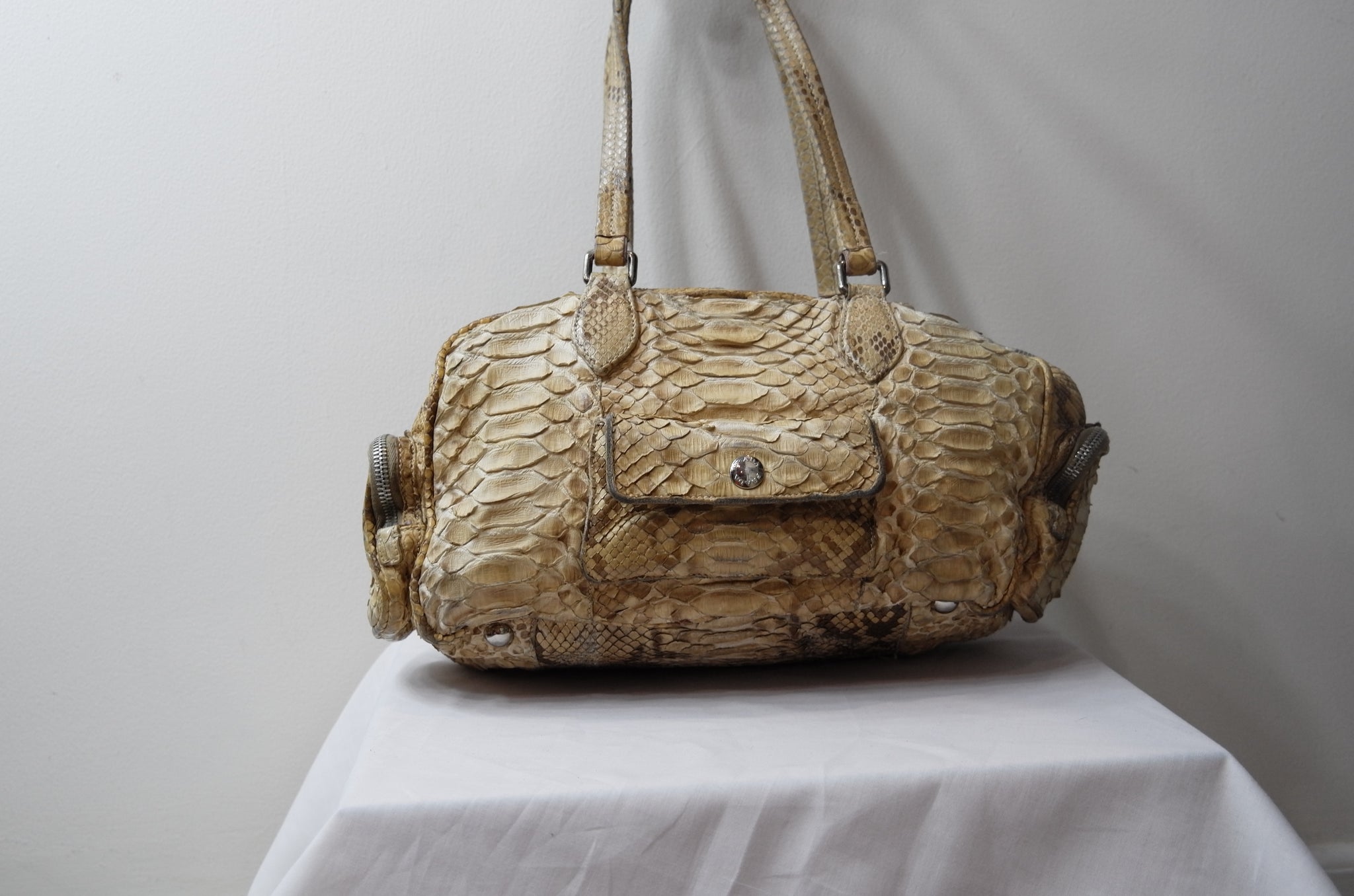 Prada Brown Croc Embossed Leather Satchel Bag Prada