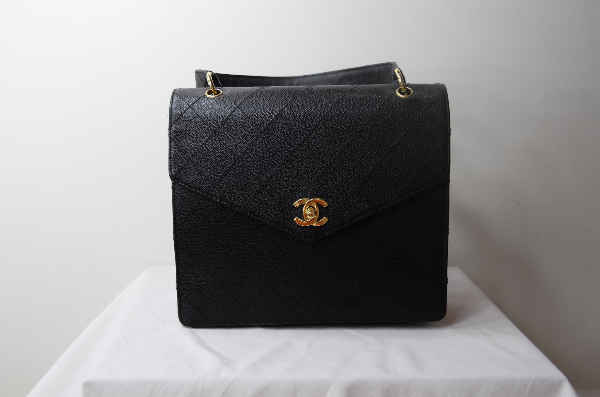 Chanel Vintage Chanel Mini Kelly Black Quilted Leather Flap 2 way 
