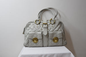 Marc Jacobs Venetia Satchel in Quilted Beige Leather - Dyva's Closet