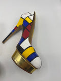 Limited edition 100 of 100 pieces handpainted Mondrian shoes by Boyarde for Art Miami 2012 ( handpainted on Charlotte Olympia heels)
