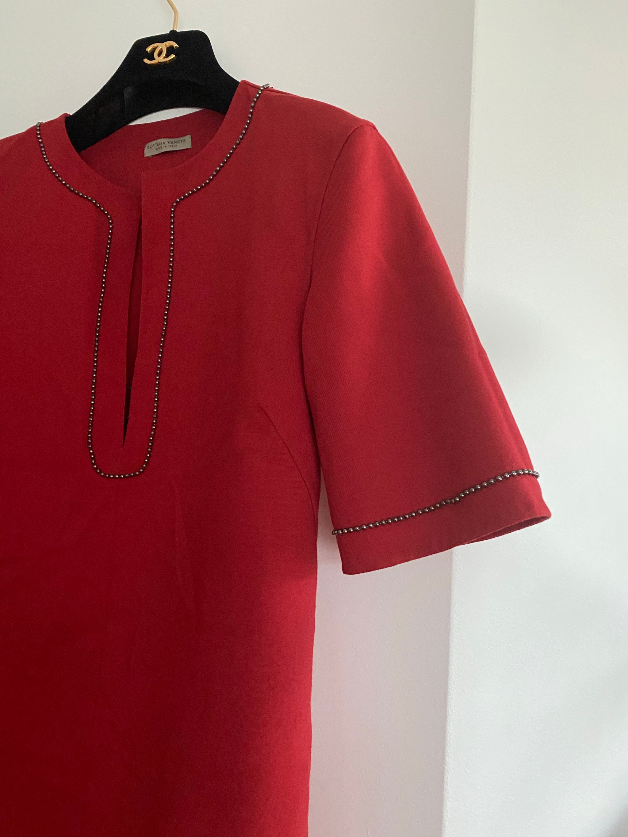 open lace back dress Bottega Veneta Pleated Red Dress