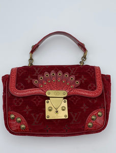 Louis Vuitton Limited Edition Red Velours and Aligator Irvine - Dyva's Closet