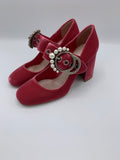 Miu Miu embellished velvet Mary Janes court shoes - Dyva's Closet