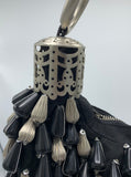 Chloé Black and Silver Beaded Crescent Bag - Dyva's Closet