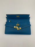 Hermès Blue Izmir Kelly Longue Wallet - Dyva's Closet