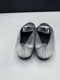 Chanel craquelé silver loafers