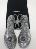 Chanel Silver Camelia Sandals - Dyva's Closet