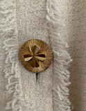 Chanel cream suit with large gold clover buttons - Dyva's Closet