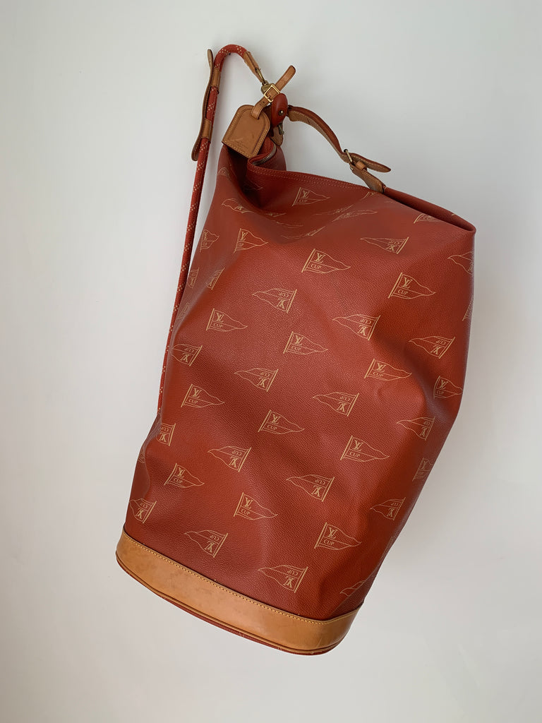 Louis Vuitton 1995 LV Cup Red Sac Marin Keepall Bandouliere Duffle Strap Bag  11lv62
